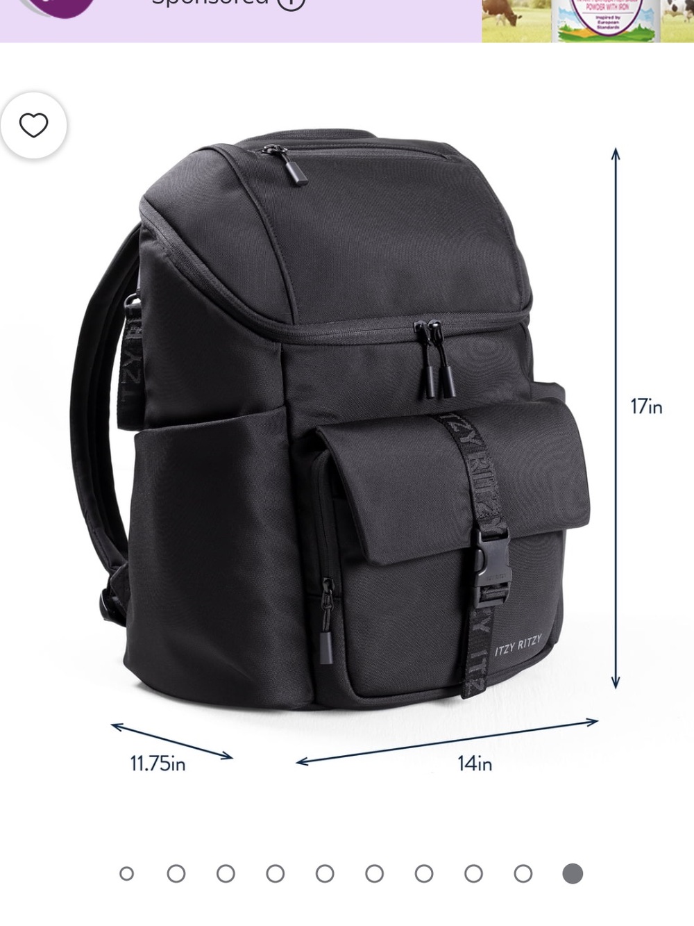 Itzy Ritzy Belong Bucket Backpack Diaper Bag in Black NWT - Picture 6 of 7